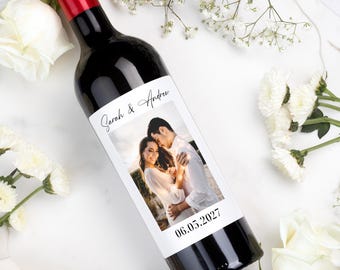 Custom Photo Wine Label, Wedding Gift for Couple, Personalized Anniversary Gift, Just Engaged, Proposal, Bridal Shower Decor, Valentines Day
