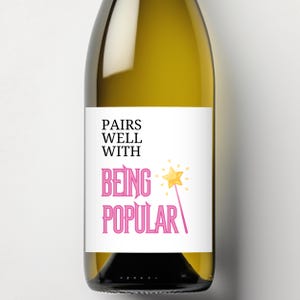 Étiquette de vin personnalisée Broadway, cadeau pour amateur de théâtre musical, sticker bouteille de champagne personnalisé, EVJF, cadeau méchant rigolo Being Popular