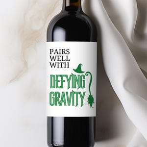 Étiquette de vin personnalisée Broadway, cadeau pour amateur de théâtre musical, sticker bouteille de champagne personnalisé, EVJF, cadeau méchant rigolo Defying Gravity