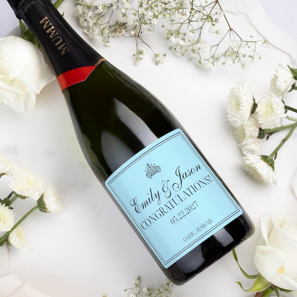 Wedding Day Prosecco Label, Bride & Groom Champagne Sticker, Custom Anniversary Couple Gift, Personalize Bridal Shower Decor, LaMarca Bottle