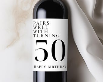 Custom Birthday Wine Label, Personalized 60th Birthday Gift for Her, 50th Milestone Gifts, 30th 40th 75th 80th Aged Vintage Wine Labels
