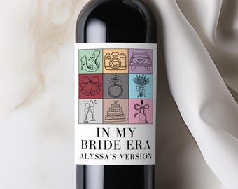 Étiquette de vin à l'époque de ma jeune mariée, cadeau de fiançailles personnalisé, décoration de shower de bébé, souvenir de fête de mariage, cadeau de mariage entre célibataires, dîner de répétition