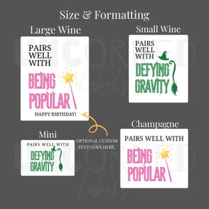 Étiquette de vin personnalisée Broadway, cadeau pour amateur de théâtre musical, sticker bouteille de champagne personnalisé, EVJF, cadeau méchant rigolo image 3