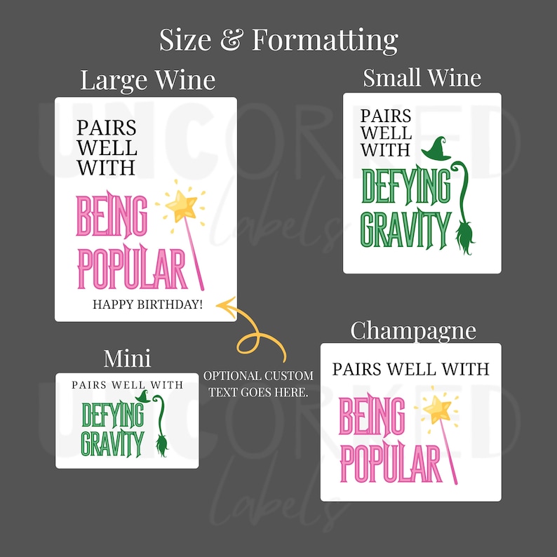 Étiquette de vin personnalisée Broadway, cadeau pour amateur de théâtre musical, sticker bouteille de champagne personnalisé, EVJF, cadeau méchant rigolo image 3