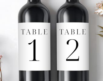 Wedding Table Number Wine Labels, Minimal Seating Chart for Rehearsal Dinner, Wedding Decor Centerpiece, Find Your Seat Wedding Reception