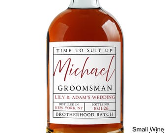 Groomsman Proposal Whiskey Label, Custom Gift Best Man, Wedding Bridal Party, Personalized Liquor Bottle Groomsmen Man of Honor or Bridesman
