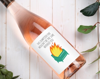 Funny Dumpster Fire Wine Label, Custom Goodbye Gift for Coworker, Employee Appreciation, Retirement Office Party, Boss Recognition Promotion
