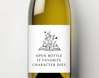 Book Lover Wine Label, Favorite Character Dies, Custom Romantasy Bookclub Gift, Library Bookish Champagne Sticker, Spicy Trope Smut Reader