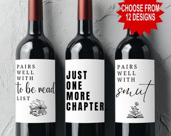 Book Lover Wine Label Set, Custom Smut Reader Gift, Spicy Romantasy Book Club,  Bookworm Personalized Sticker, Funny Bookish Book Date