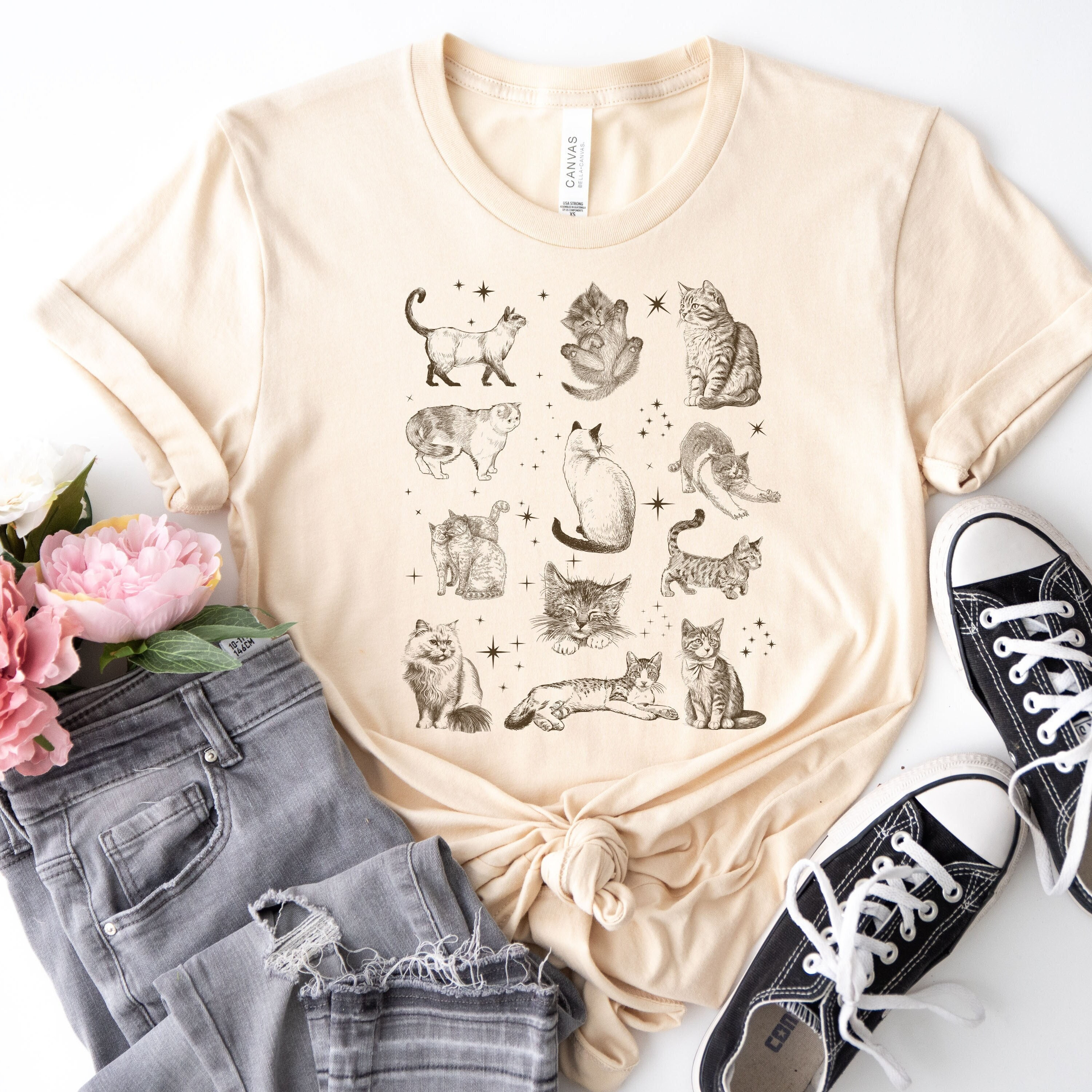 Tシャツ・カットソー [HETHERMENT] cats lovers t-shirts (white) Dual Match