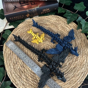 Black, Golden & Blue Dragon Figures small 3D Print Articulating Dragons Bookshelf Decor TikTok image 4