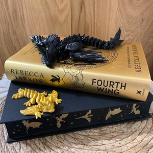 Black, Golden & Blue Dragon Figures small 3D Print Articulating Dragons Bookshelf Decor TikTok Black & Gold Only