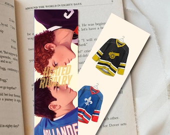 Heated Rivalry Inspired Hockey Bookmark | Illustrated Double Sided | Romance Reader Gift | Shane Hollander Ilya Rozanov | Enemies to Lovers