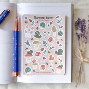 Mushroom Forest Sticker Sheet | Stickers for Journals | Planners | Bullet Journals | Diary