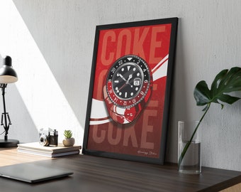 GMT Coke Matte Watch Print, Watch Art, Horology Art, Horology Print, Living room Decor, Christmas Gift, Birthday Gift For Him.