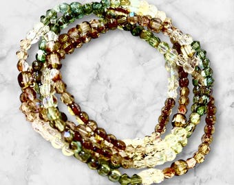 Czech Crystal Glass Beaded Hombre Versatile Wrap Bracelet / Necklace