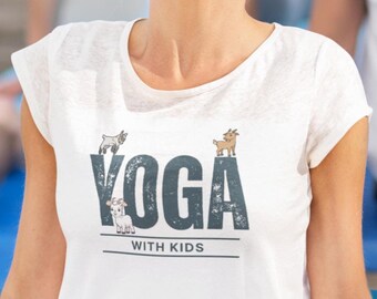 Camiseta divertida de yoga con niños: Top deportivo transpirable con estampado satírico.