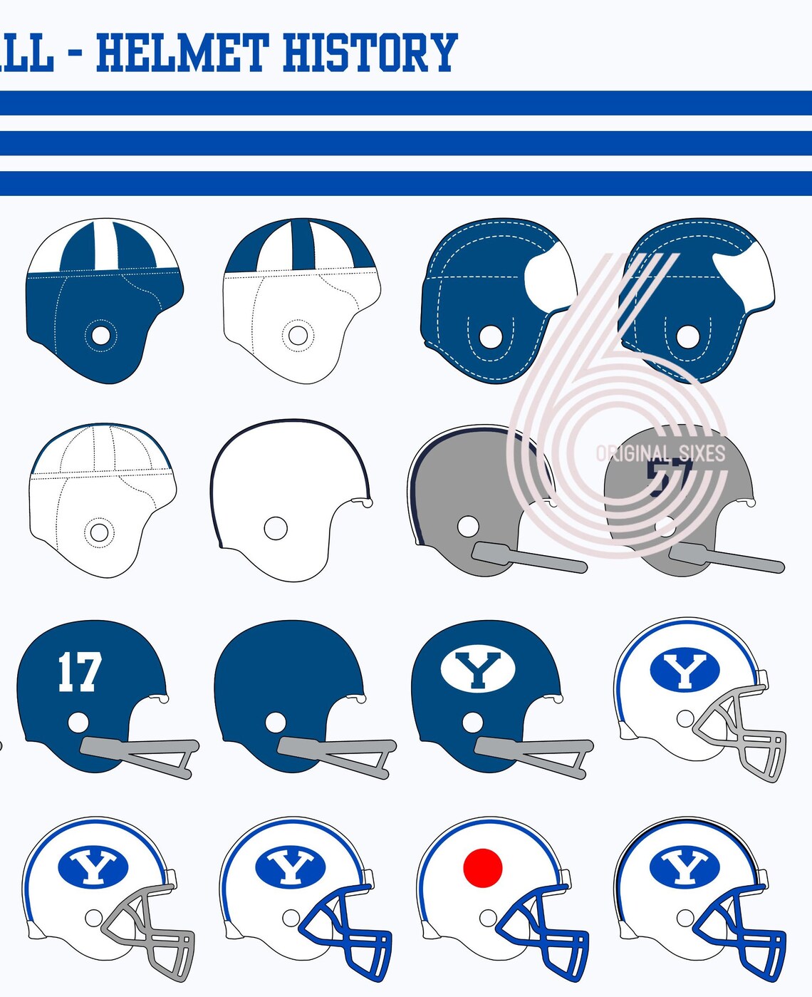 BYU Football Helmet History Poster Etsy