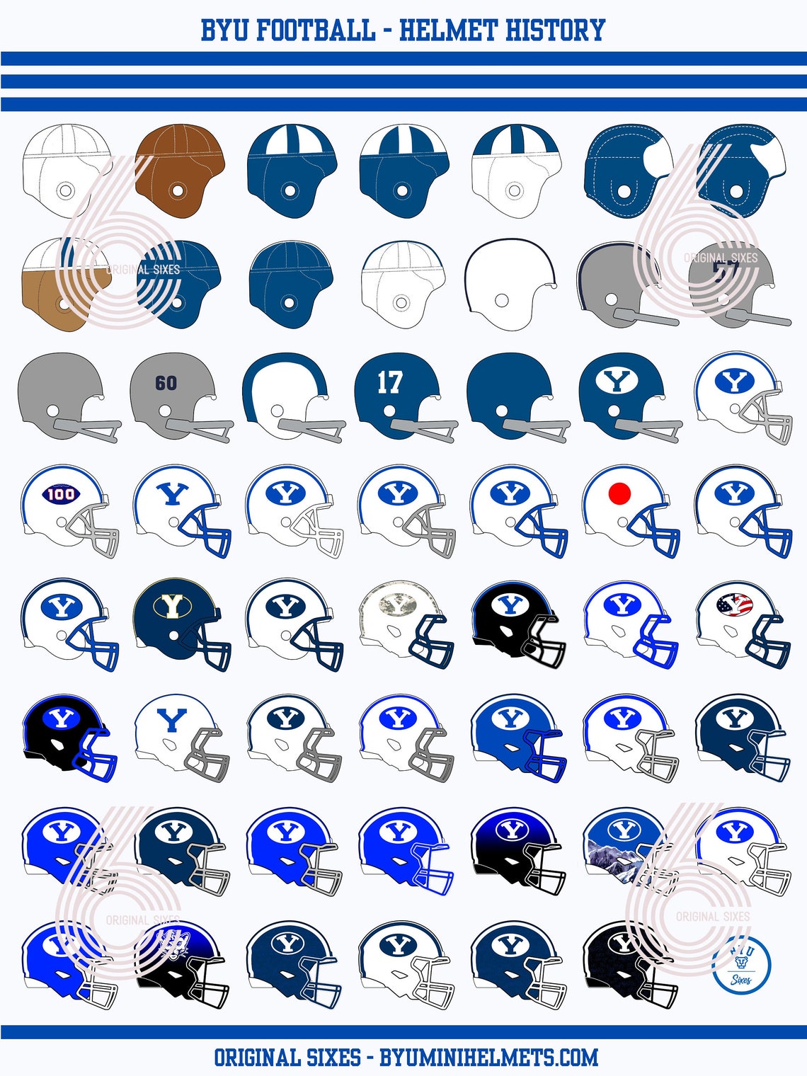 BYU Football Helmet History Poster Etsy