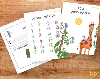 Learning the numbers 1 - 20 in German! Zählen lernen für Kinder I Digital Printable Worksheets I Homeschool Preschool Kindergarten