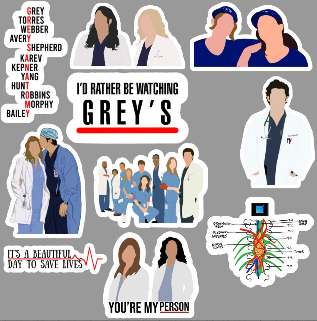 Grey's Anatomy Vinyl Sticker Pack, Grey's Anatomy Stickers, Grey's ...