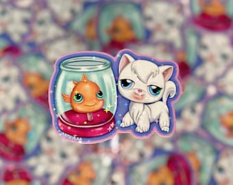 LPS Cat and Fish Holographic Sticker