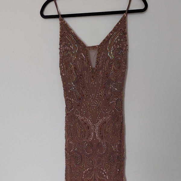 Stunning Vintage Sue Wong Mauve Beaded Dress