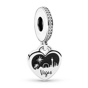 No Place Like Las Vegas Heart Fun Game Authentic Pandora Charm Summer Travel & Vocation Sphere