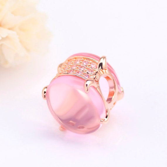 New Pandora Rose Charm Pink Oval Cabochon Bead W/pouch - Etsy