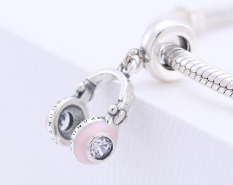 Pandora Pink Headphone Love Music DJ phone Pendant Bracelet Dangle Charm July 4th Sale