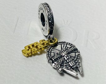 Halcón Milenario de STAR WARS, dije colgante de Pandora en plata de ley y chapado en oro, especial