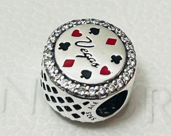 Nuevo Charm Pandora de Doble Cara con Jugador de Las Vegas y Trajes de Póker. No hay lugar como el Viaje de Verano, Esfera Vocacional, Icono Especial.