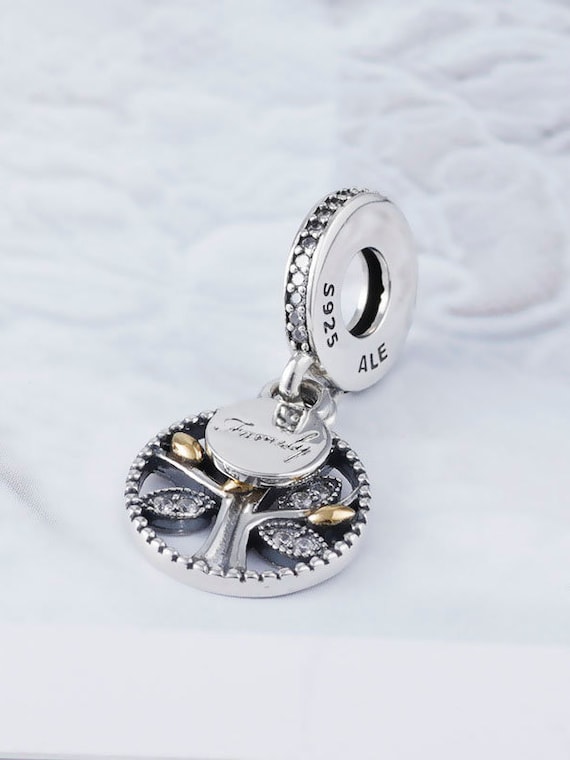 Pandora Family Tree Heritage Silver 14K Dangle Charm Father's Day Special