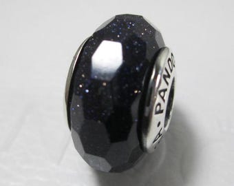 Fascinante dije de plata esterlina PANDORA facetado de cristal de Murano negro brillante con estuche