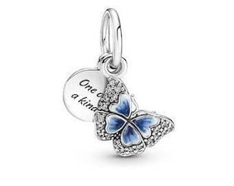 Authentic Sterling Silver Pandora Charm Rare Butterfly One of a Kind Blue Enamel Holidays Special