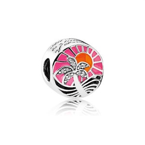 Pandora Charm Live in the Sunshine Palm Tree Tropical Sunset Paradise Summer Fun