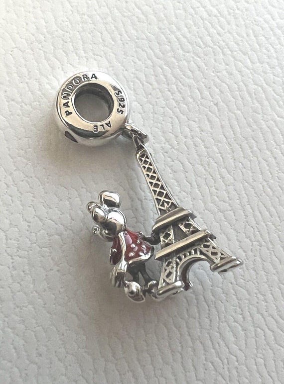 New Pandora Disney Minnie Mouse Paris Eiffel Tower Charm Red