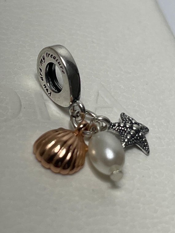 Pandora White Cultured Pearl, Starfish & Sea Shell Triple Dangle