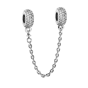 Nueva cadena de seguridad brillante Pandora PAVE Inspiration para pulsera con dijes, oferta de Pascua