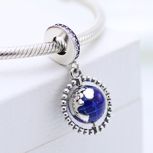 Pandora Charm Spinning Globe Sterling Silver Blue Ocean World Peace comes with gift Pouch