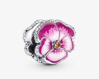 New PANDORA #790777C01 Pink Pansy Flower Charm Sterling Silver 925 ALE Holidays Flash Sale