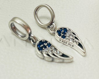 Pair of 2 Pandora Moments Charm Angel Wings "I always be there" Friends Family Love Hearts Thanksgiving Sale