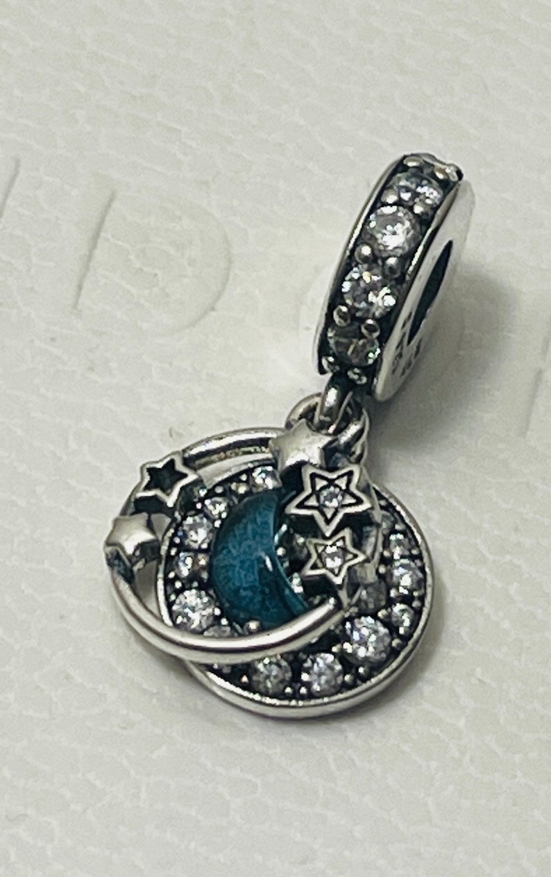 New Pandora Charm Blue Night Sky Crescent Moon & Stars - Etsy