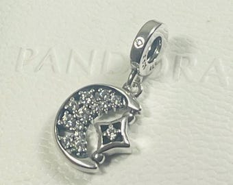 New Sparkling Crescent Moon & Spinning Star Pandora Charm 2024