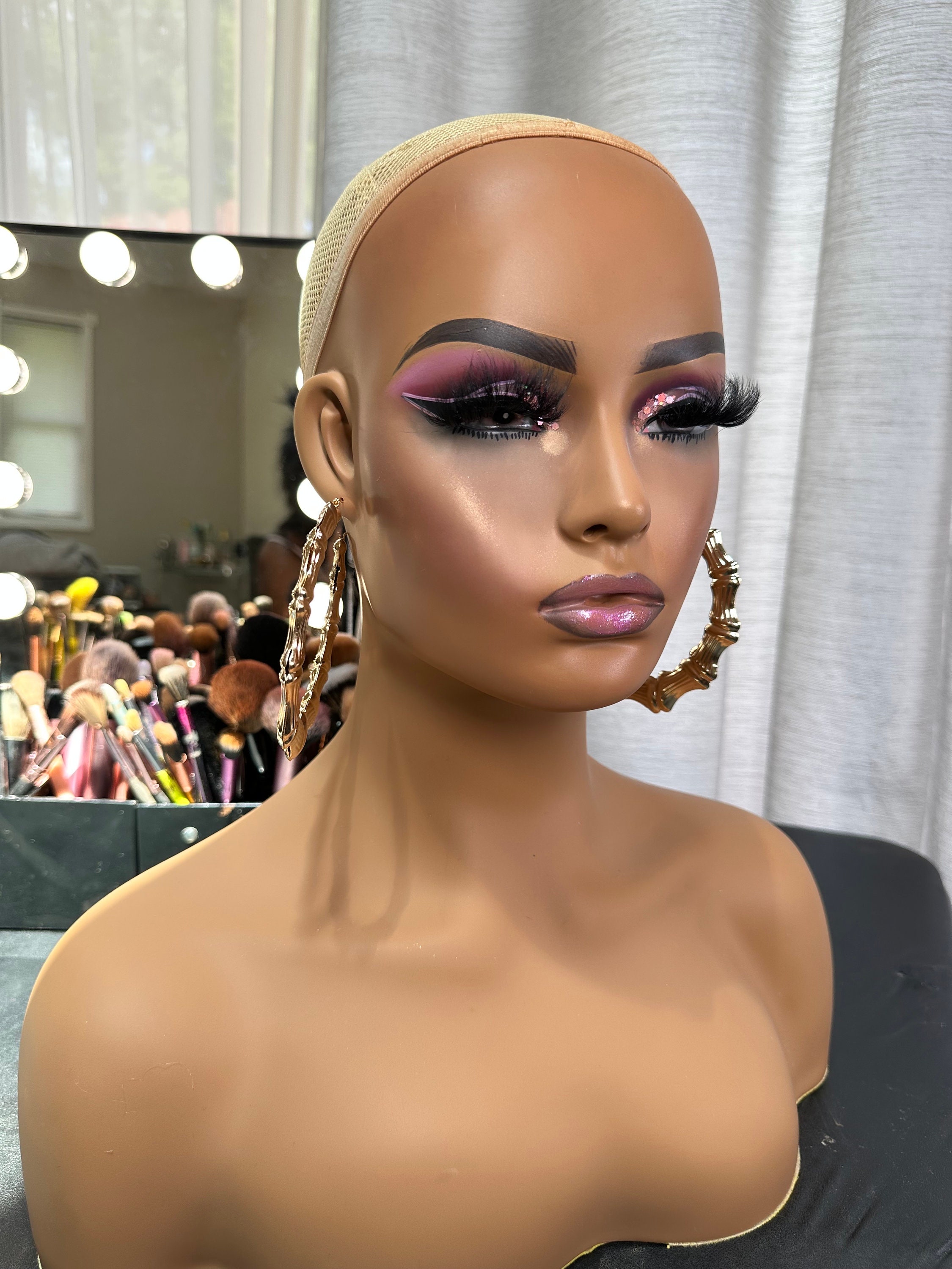 Makeup Practice Mannequin Head,Bald Mannequin Head for Wigs,Manikin Model  Doll Head for Halloween prop, Cosmetology Training Manikin Model(without