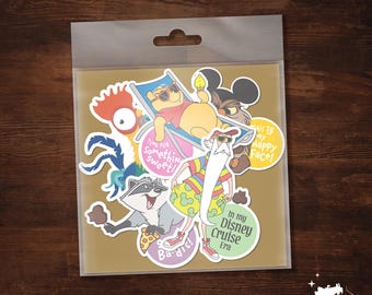 Disney Cruise Characters Snacks 5 Sticker Pack | Archimedes Merlin Hei Hei Meeko Winnie the Pooh