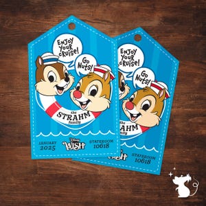 チップとデール「Go Nuts!」 | クルーズ フィッシュ エクステンダー / ピクシー ダスト ギフト タグ | デジタル ダウンロード