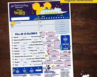 Disney Destiny All "Ears" on Deck Report | Printable Cruise Report | Disney Cruise Checklist | Cruise Memory Page