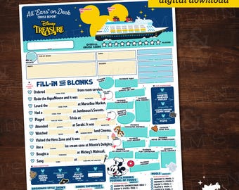Disney Treasure All "Ears" on Deck Report | Printable Cruise Report | Disney Cruise Checklist | Cruise Memory Page