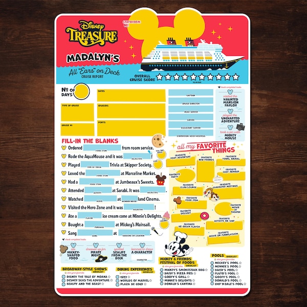 Disney Cruise Checklist & Fill-in-the-Blanks | All "Ears" on Deck Cruise Report Magnet